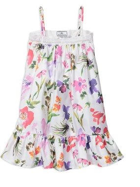 Girls' Petite Plume Gardens of Giverny Floral Ruffle Spaghetti Strap Dress